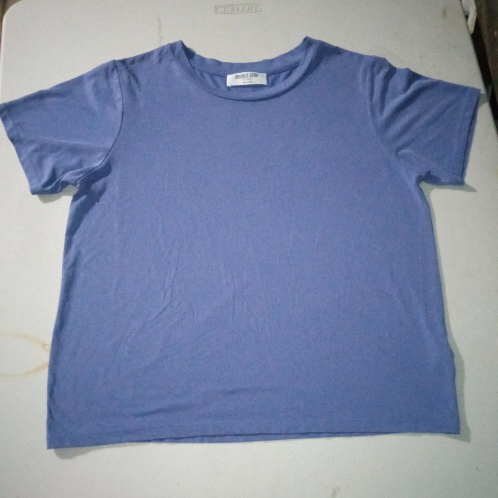 Double Zero Women's Blue Textured Short Sleeve Tee Top - Size Small - Picture 5 of 6